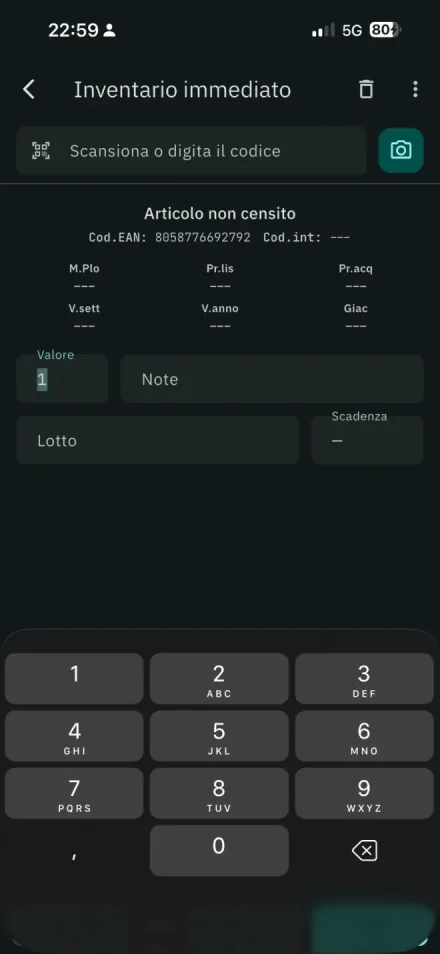 Athena – inventario immediato